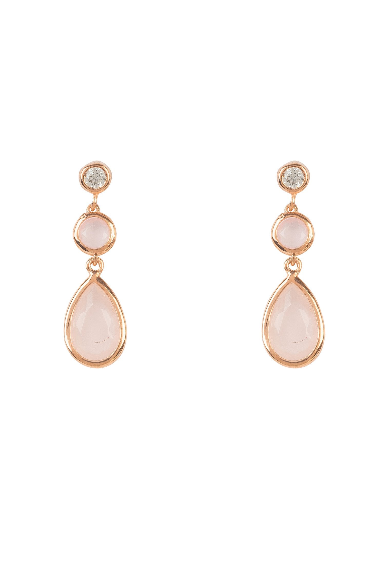 Tuscany Gemstone Drop Earring Rose Gold Rose Quartz - lolaluxeshop