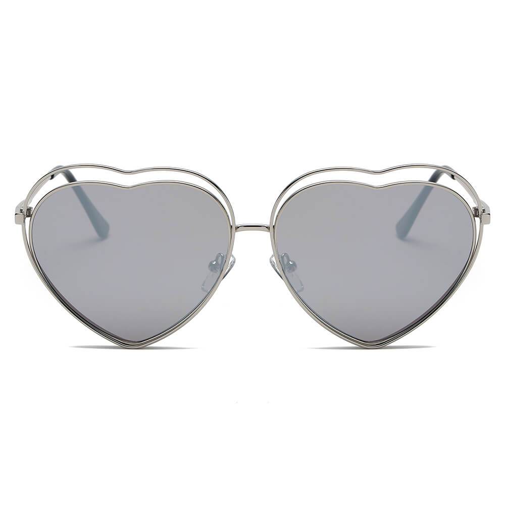 MESA | Women Metal Halo Wire Art Heart Shape Color Lens Sunglasses - lolaluxeshop