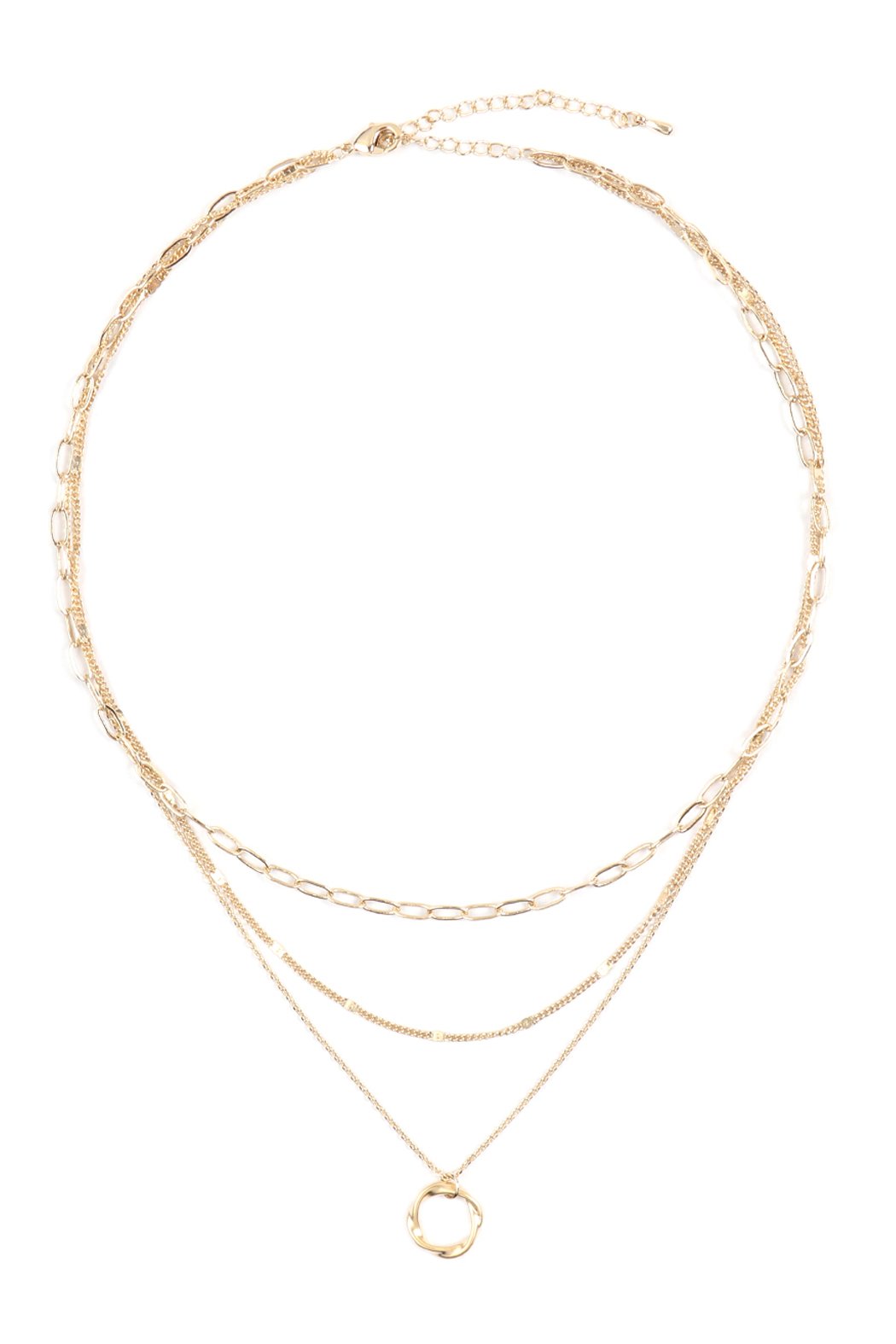 Multi Layer Chain With Round Necklace - LOLA LUXE