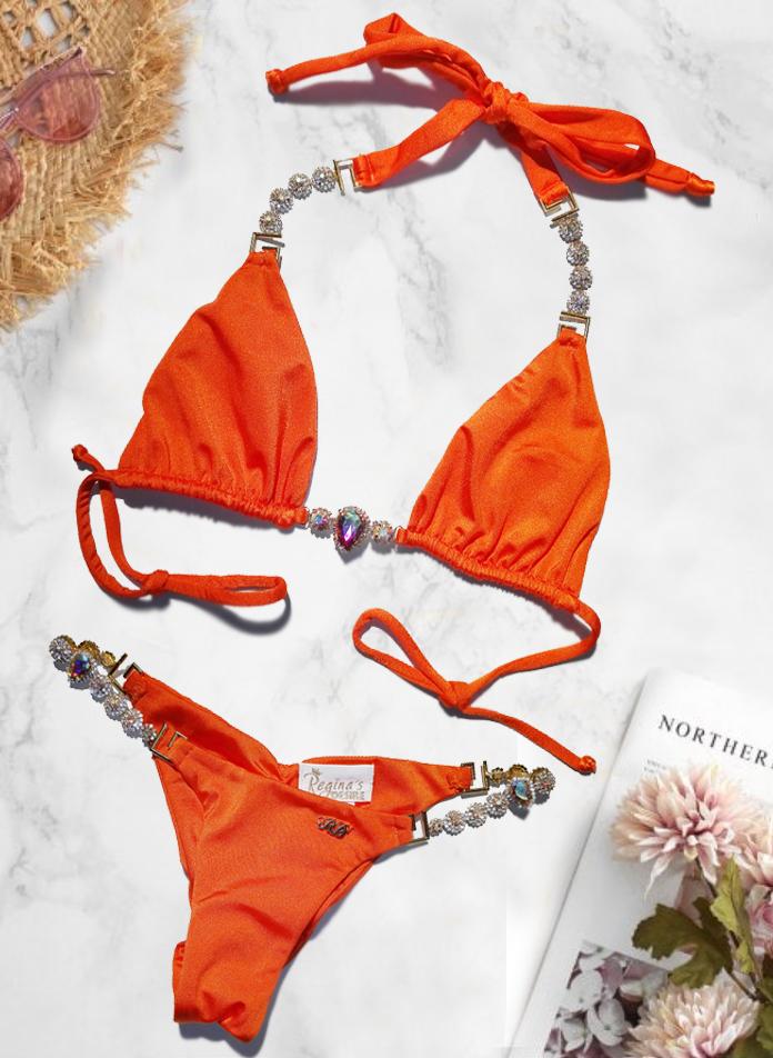 Belle Triangle Top & Skimpy Bottom - Orange - LOLA LUXE