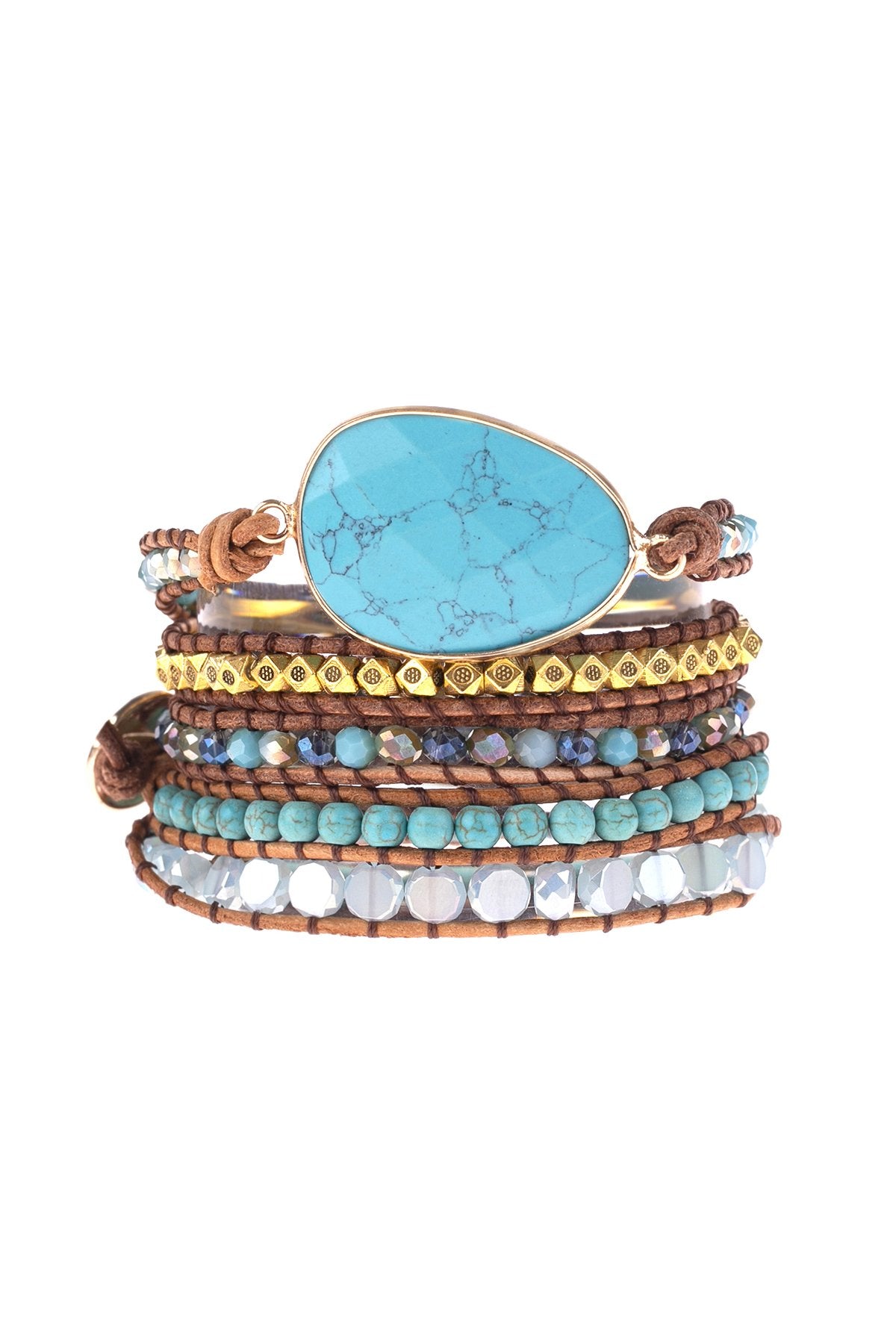 Hdb3031 - Natural Stone Charm Multibeads Bracelet - LOLA LUXE