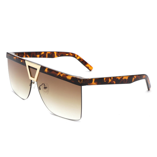 Starview - Oversize Half Frame Tinted Fashion Square Sunglasses - lolaluxeshop