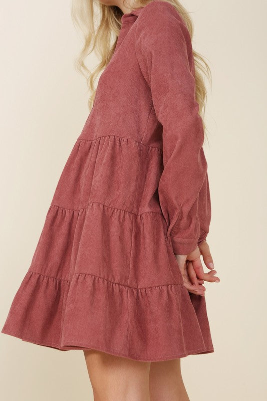 Corduroy tiered dress - LOLA LUXE