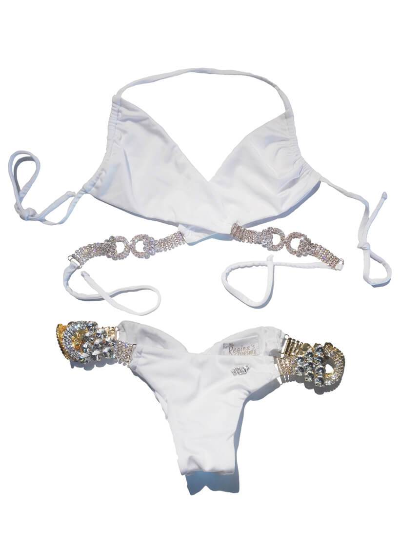 Gina Wrap Top & Skimpy Bottom - White - LOLA LUXE