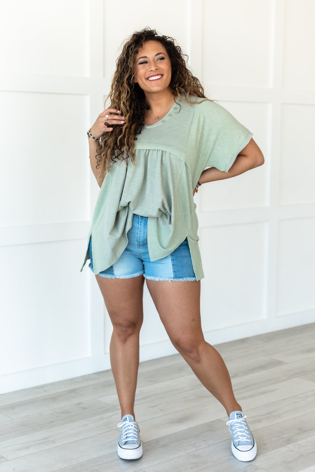 Focus on the Good Button Top - LOLA LUXE