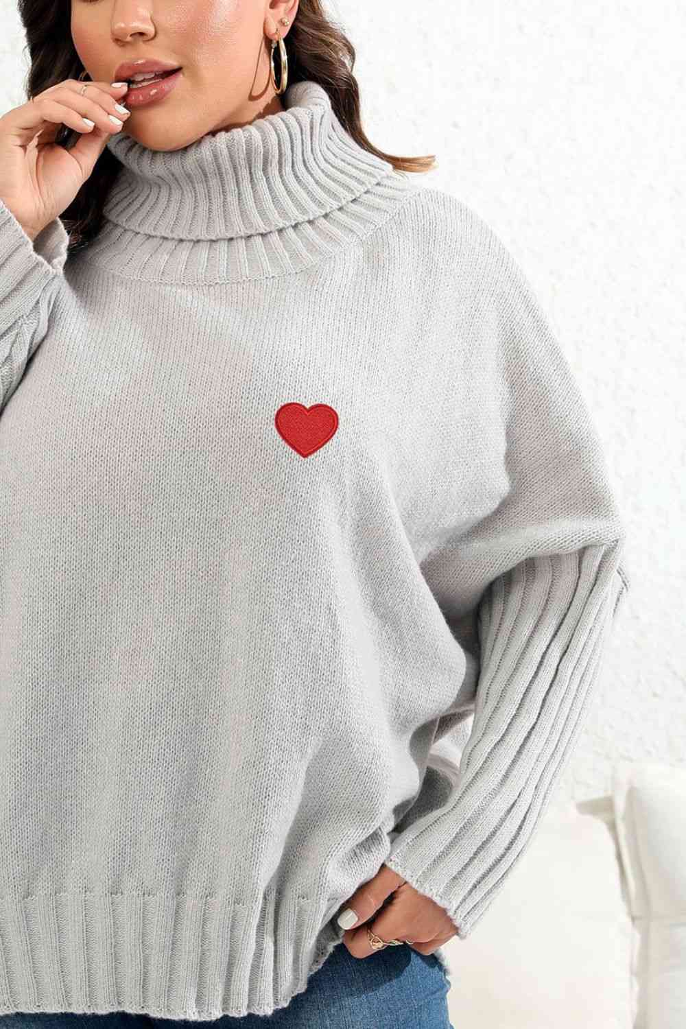 Plus Size Turtle Neck Long Sleeve Sweater - lolaluxeshop