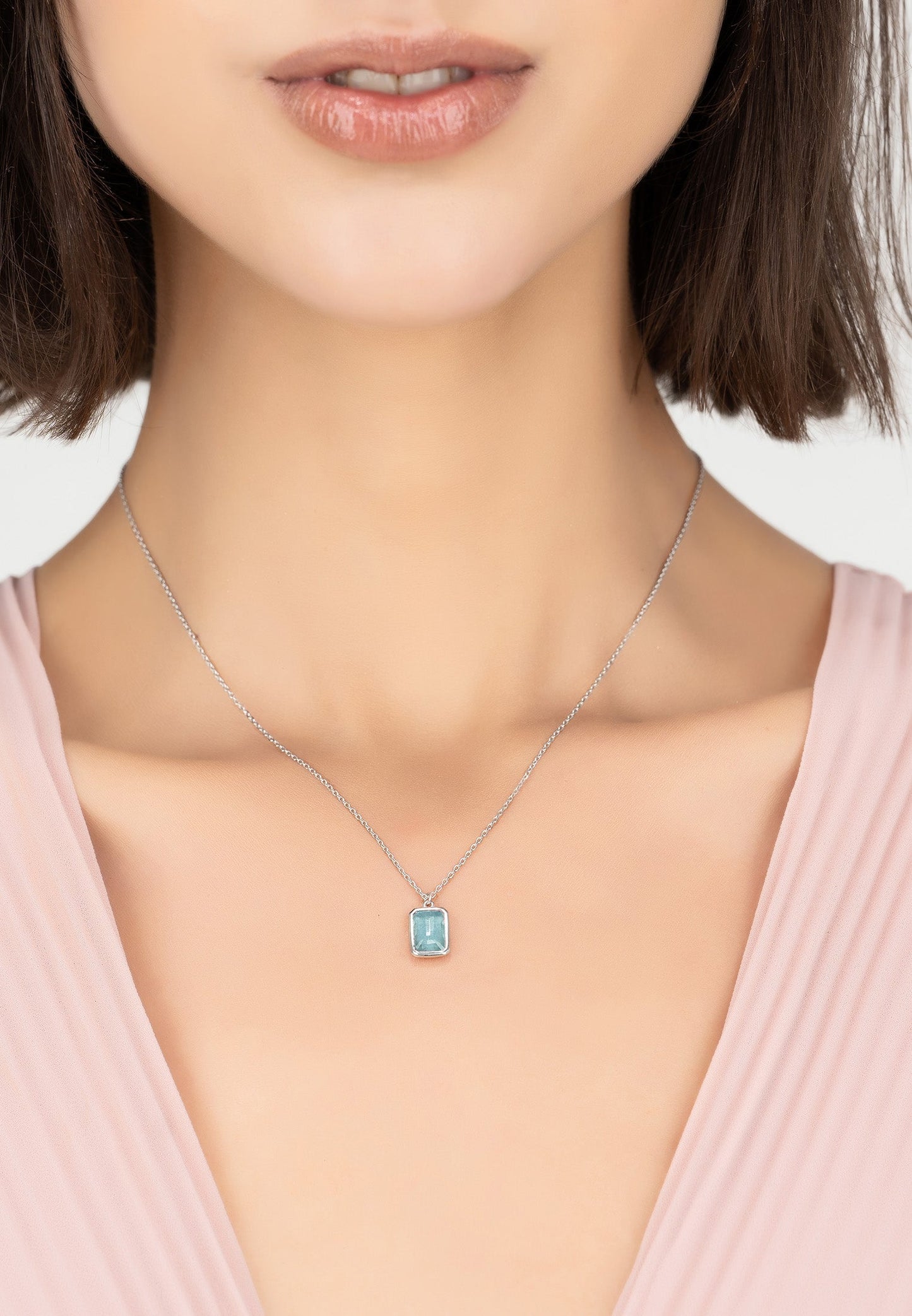 Portofino Necklace Silver Blue Topaz - lolaluxeshop