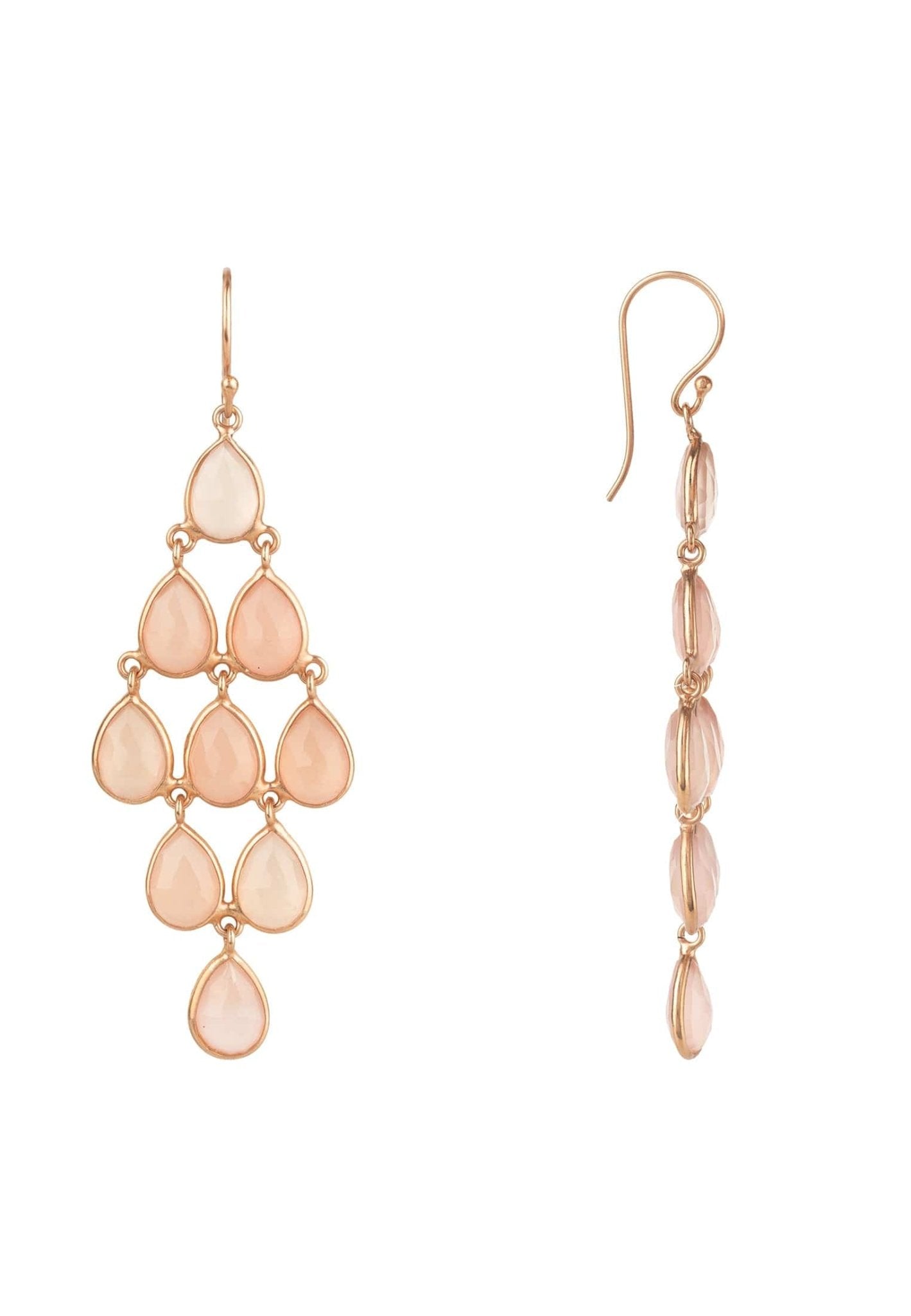 Erviola Gemstone Cascade Earrings Rose Gold Rose Quartz - lolaluxeshop