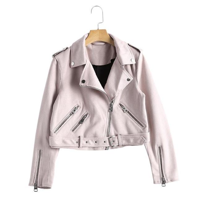 Slim Suede  Biker Jacket PU Coat - LOLA LUXE