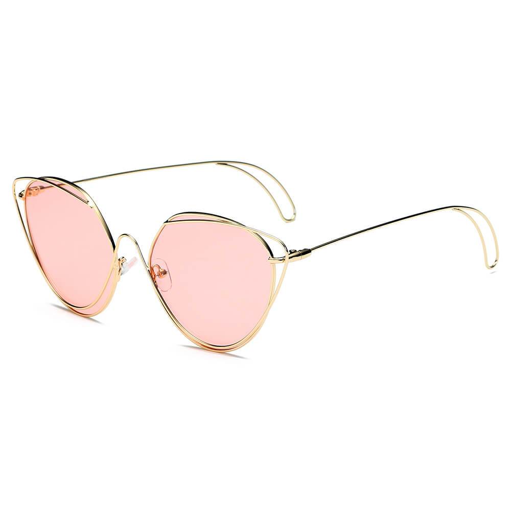 LISLE | Women Fashion Round Wire Art Cat Eye Sunglasses - lolaluxeshop