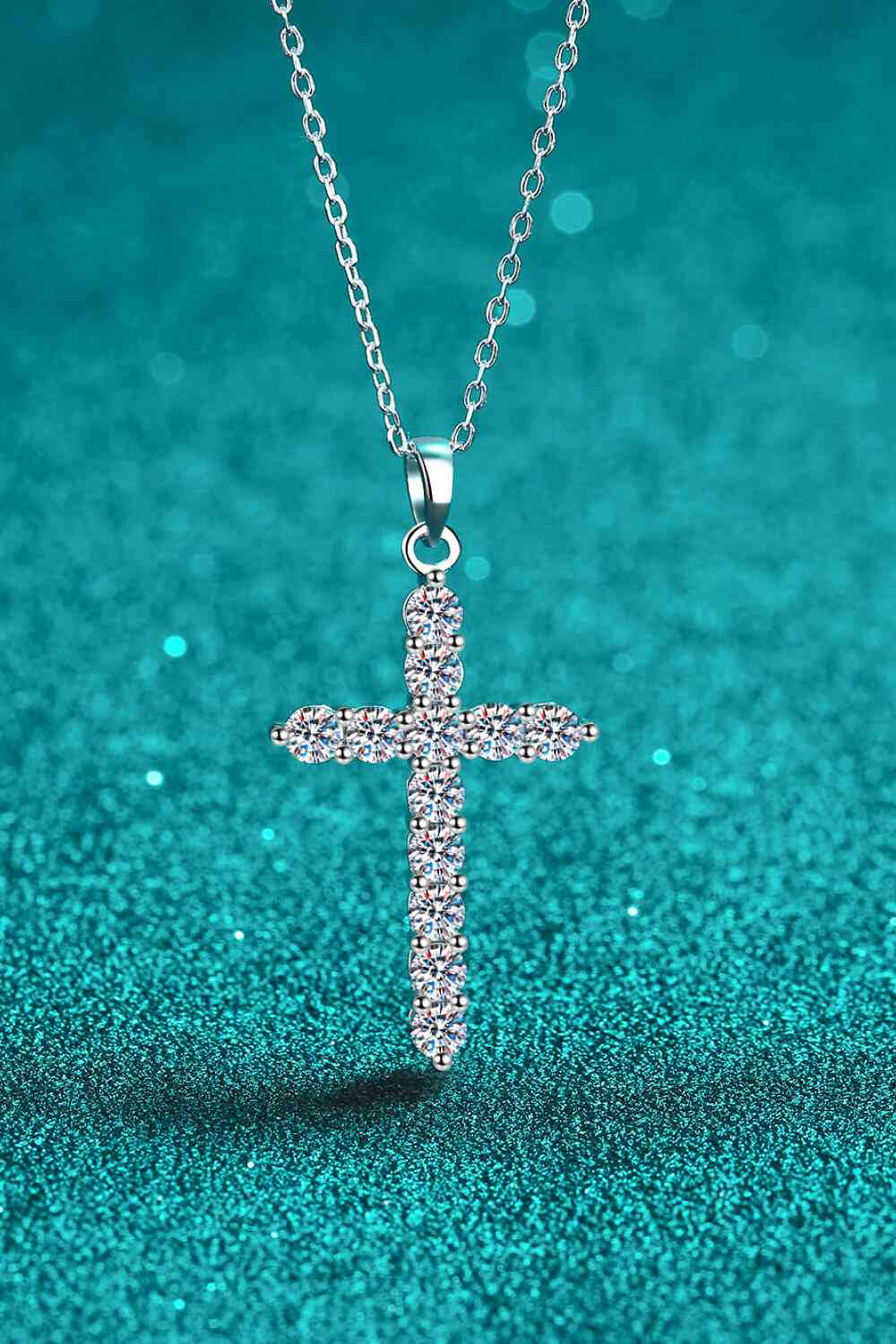 Adored 925 Sterling Silver Cross Moissanite Necklace - lolaluxeshop