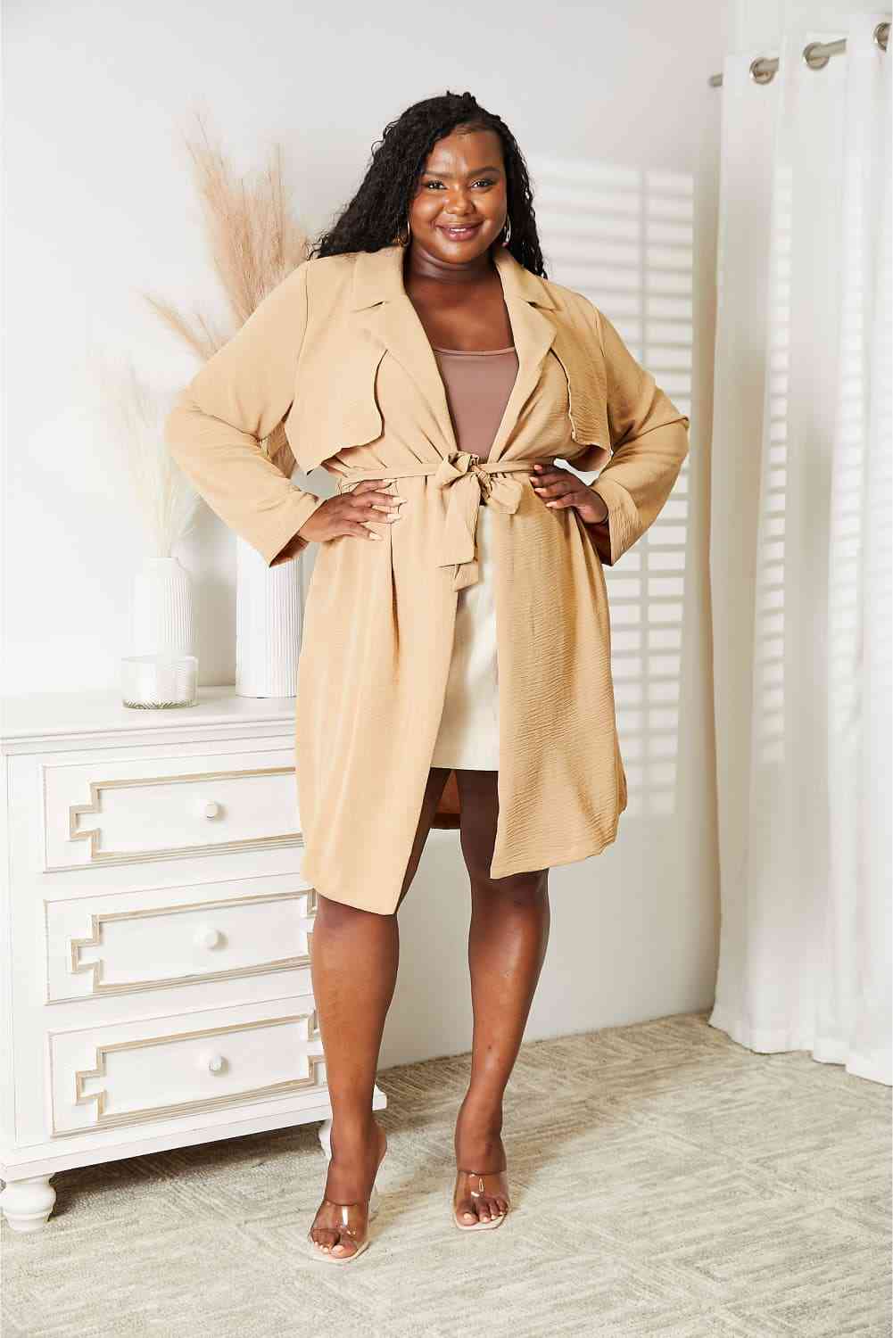 Culture Code Full Size Tied Trench Coat with Pockets - lolaluxeshop