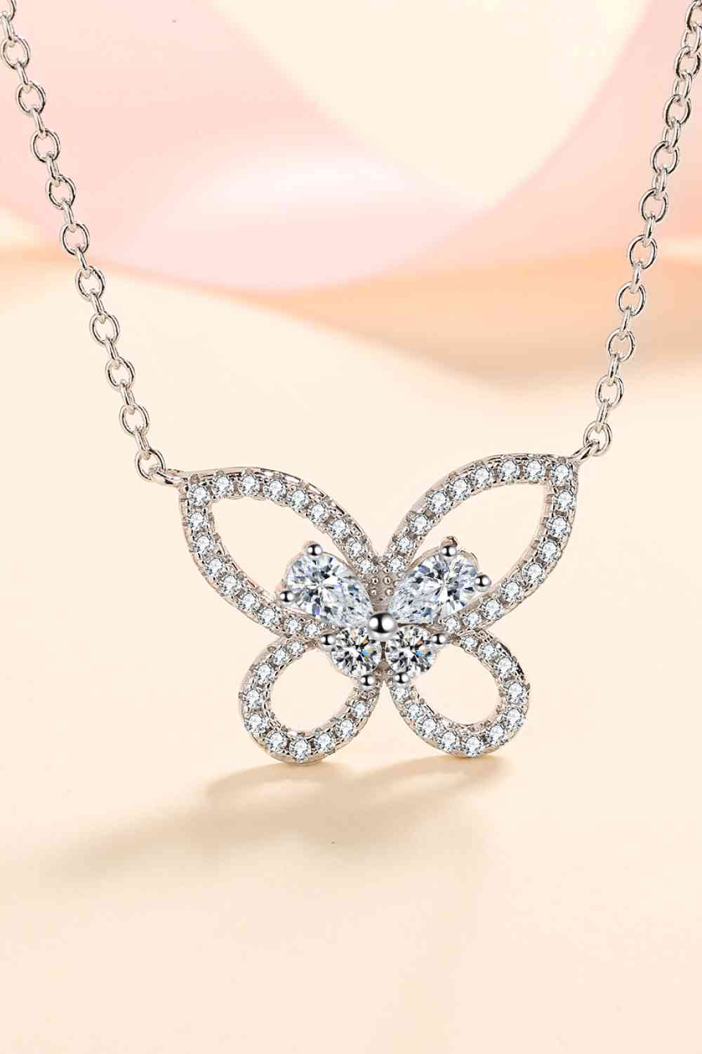 Moissanite Butterfly Pendant Necklace - lolaluxeshop