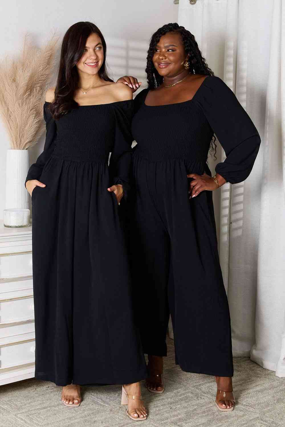 Double Take Square Neck Jumpsuit with Pockets - lolaluxeshop