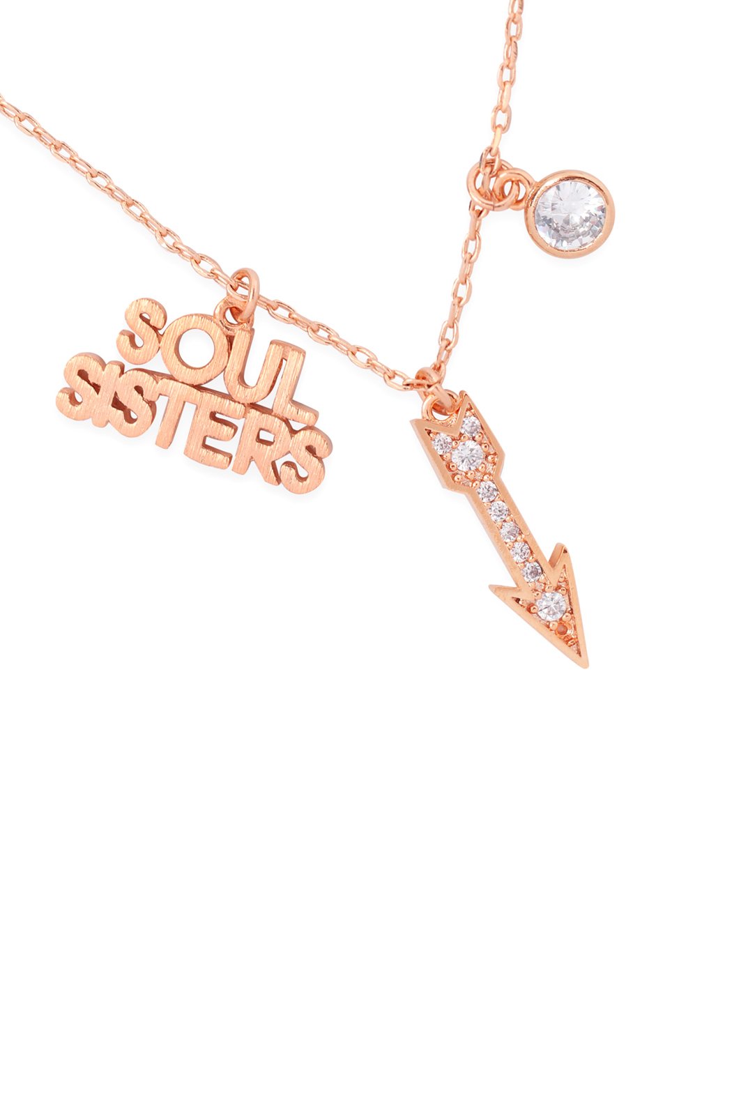 Hdnfn381 - Soul Sisters Arrow Cubic Zirconia Pendant Necklace - LOLA LUXE