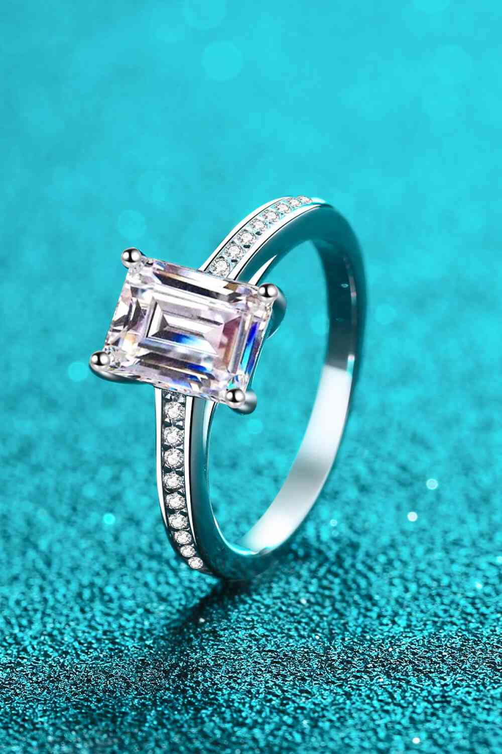 925 Sterling Silver Side Stone Moissanite Ring - lolaluxeshop