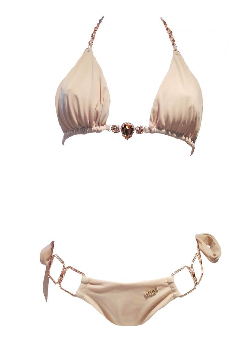 Tessa Triangle Top & Tie Side Bottom - Nude - LOLA LUXE