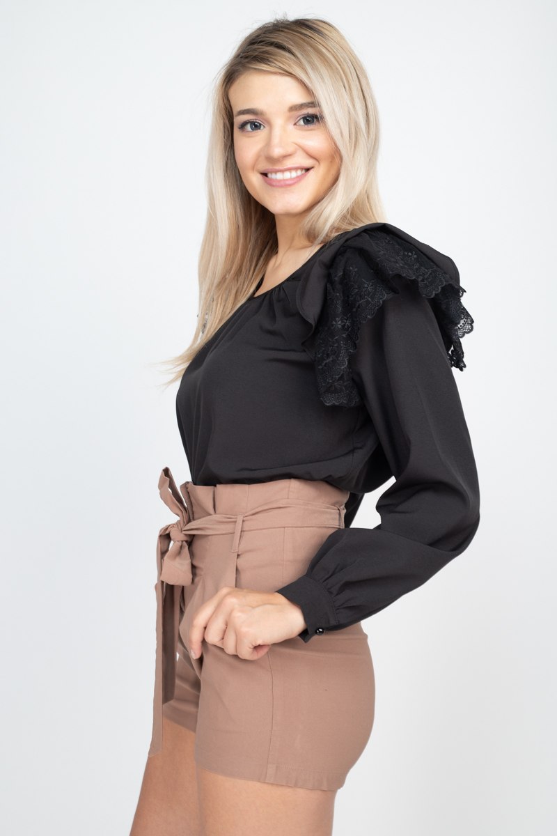 Balloon Sleeve Lace Ruffle Top - LOLA LUXE