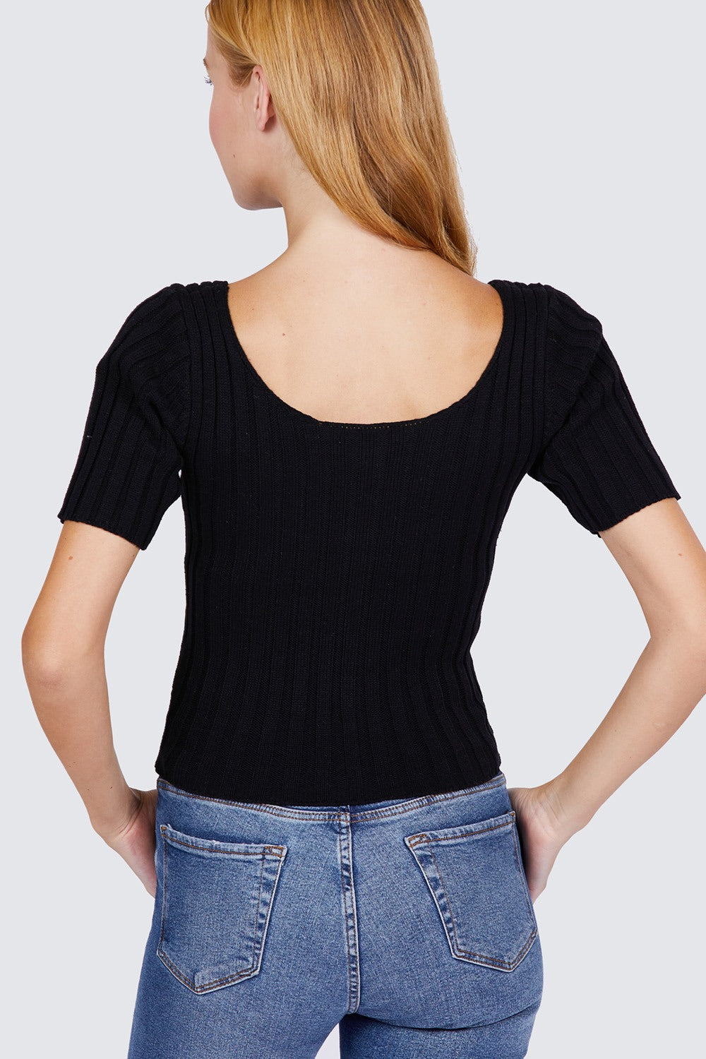 Short Slv Rib Sweater Top - LOLA LUXE