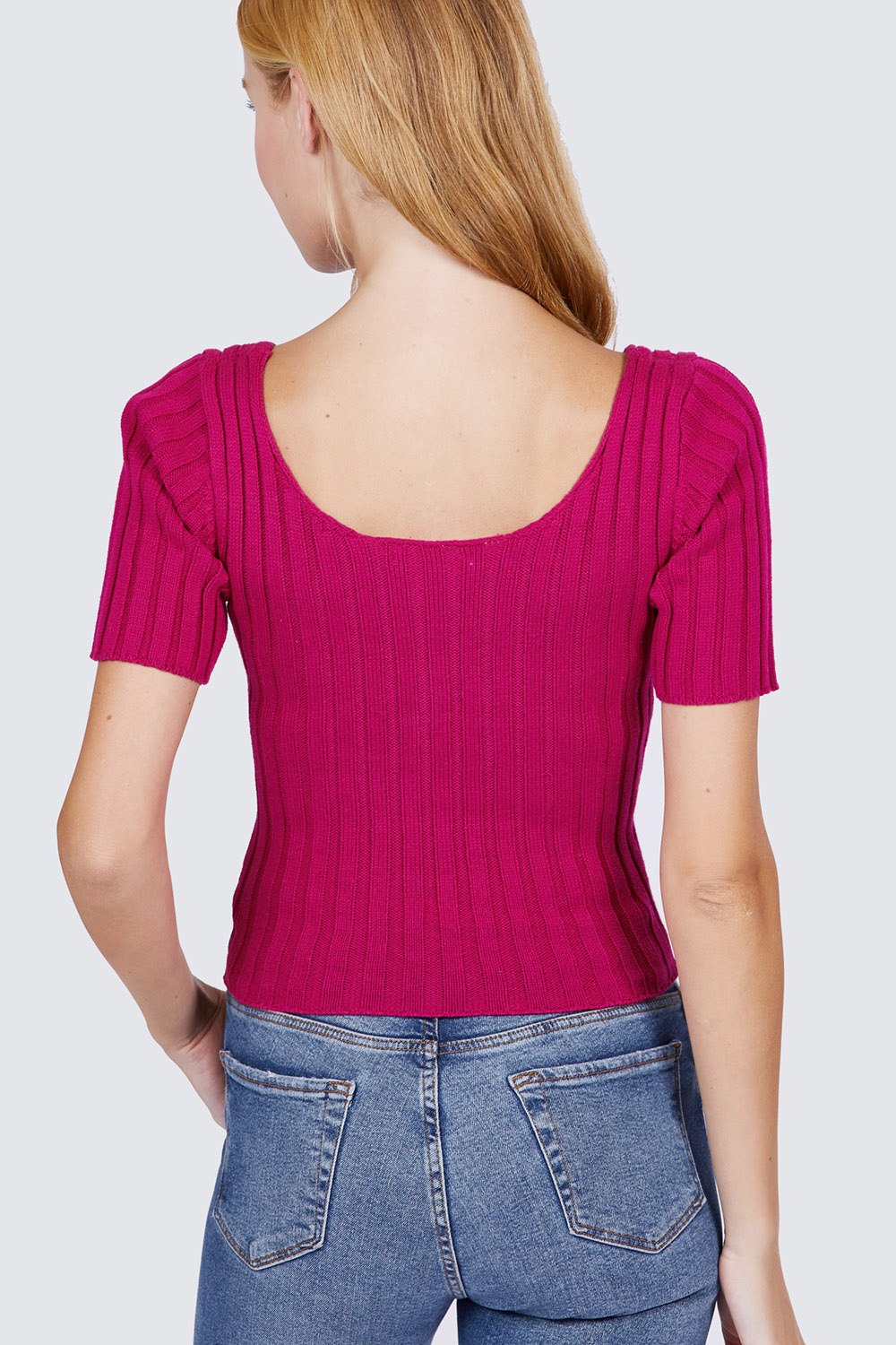 Short Slv Rib Sweater Top - LOLA LUXE