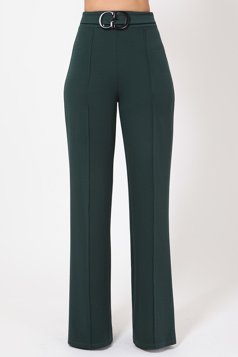 Double Reverse G Buckle Detail Pants - LOLA LUXE