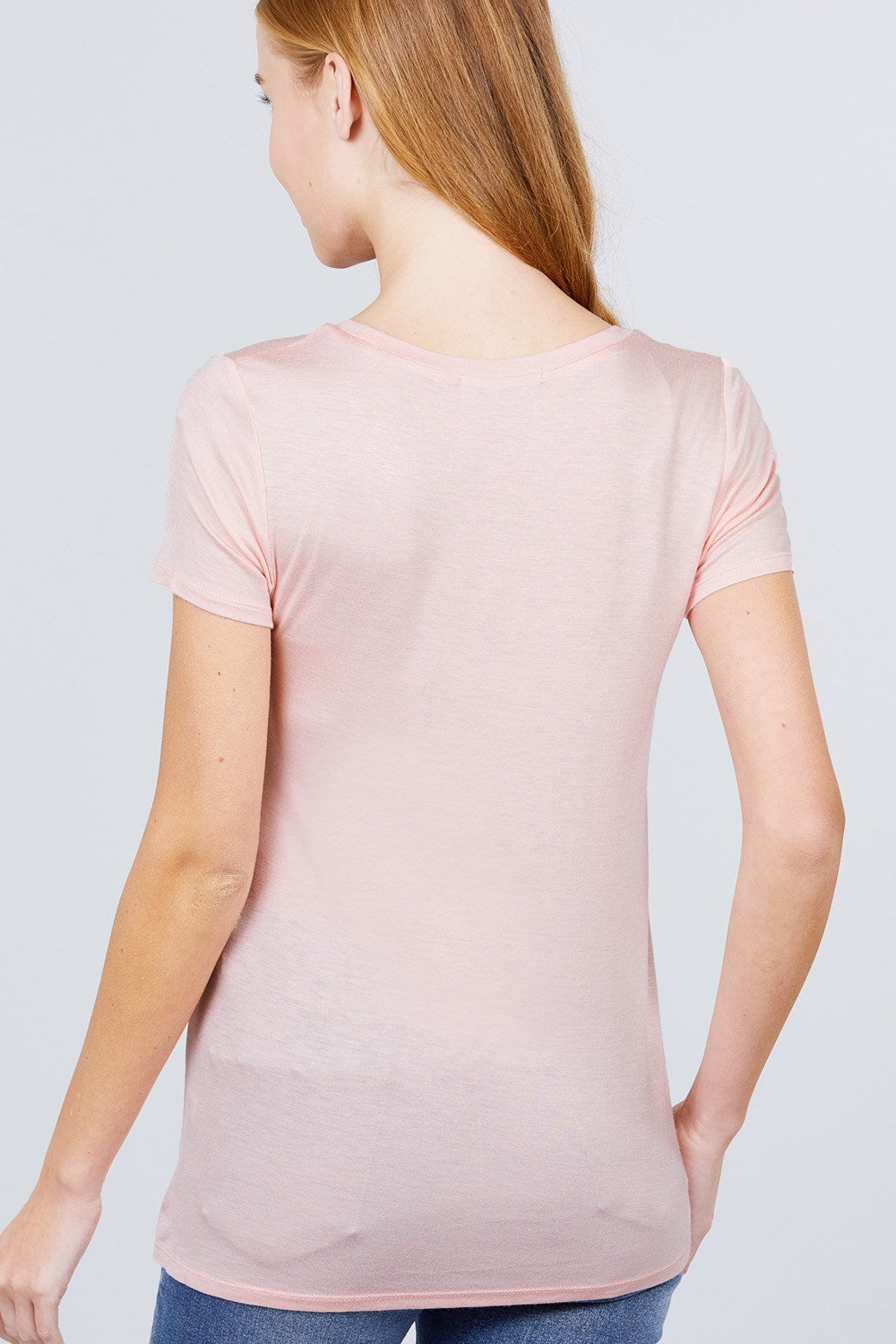 Short Sleeve Scoop Neck Top With Pocket - LOLA LUXE