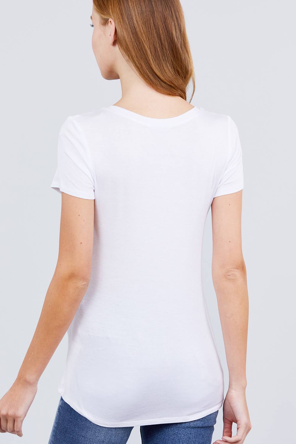 Short Sleeve Scoop Neck Top With Pocket - LOLA LUXE