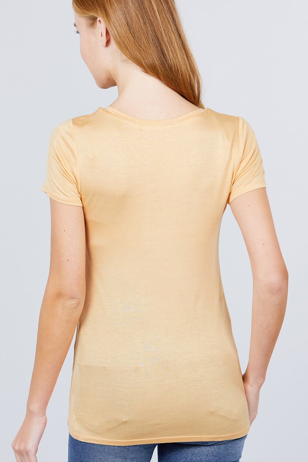 Short Sleeve Scoop Neck Top With Pocket - LOLA LUXE