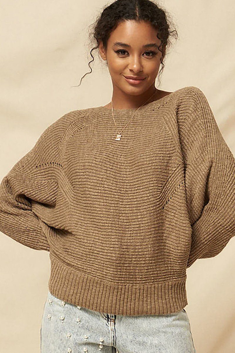 A Ribbed Knit Sweater - LOLA LUXE