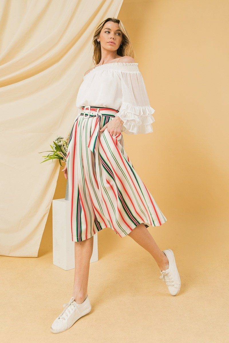 A Woven Midi Skirt - LOLA LUXE