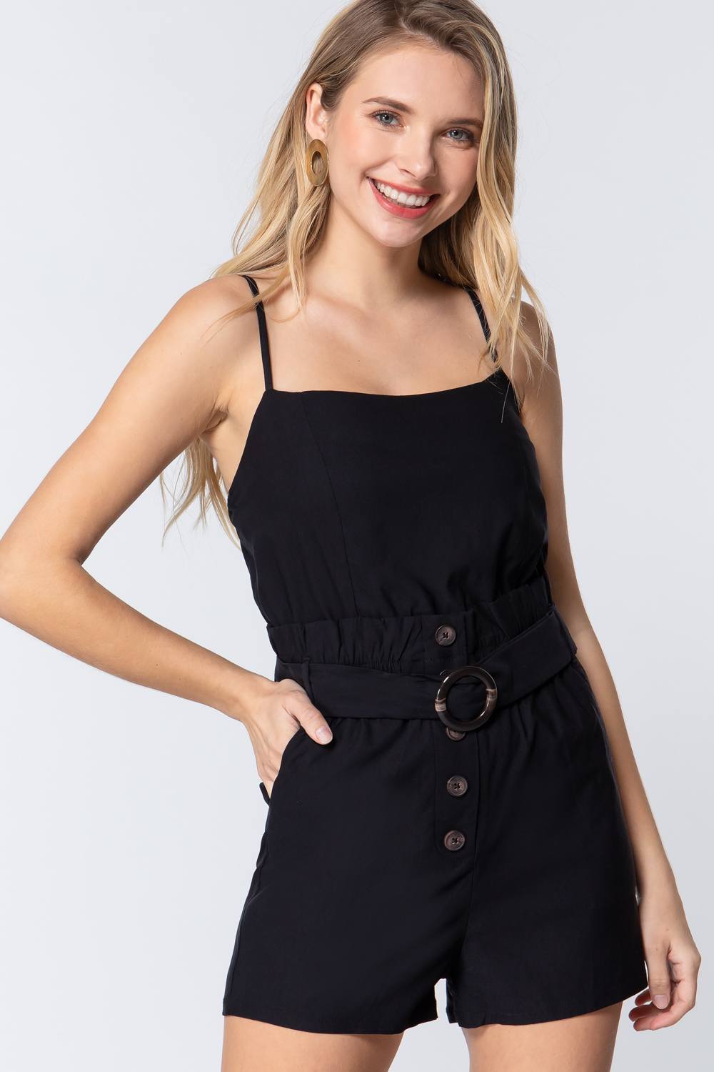 Cami Strp Belted Romper - LOLA LUXE