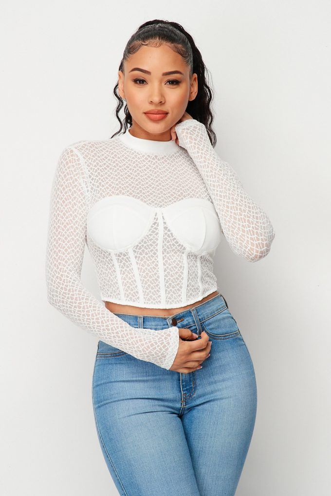 Sexy Mesh Mock Neck Top - LOLA LUXE