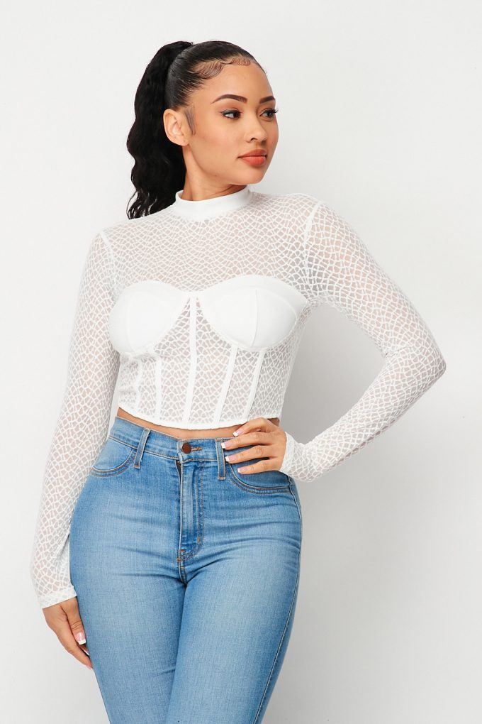 Sexy Mesh Mock Neck Top - LOLA LUXE