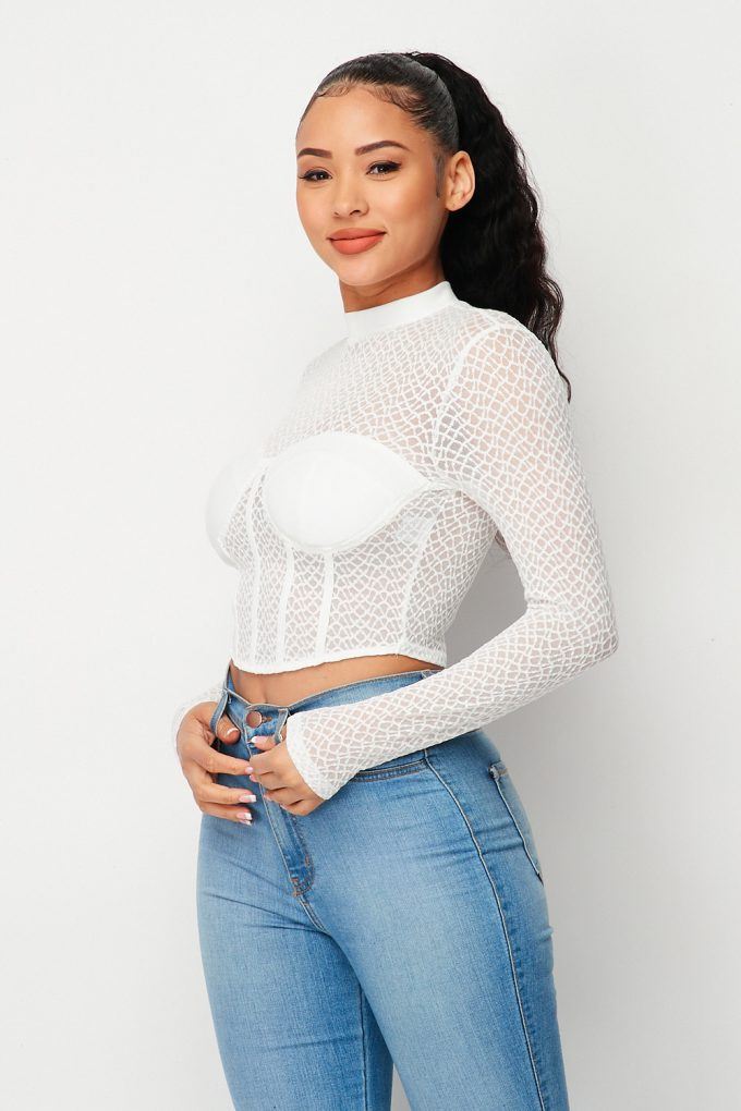 Sexy Mesh Mock Neck Top - LOLA LUXE