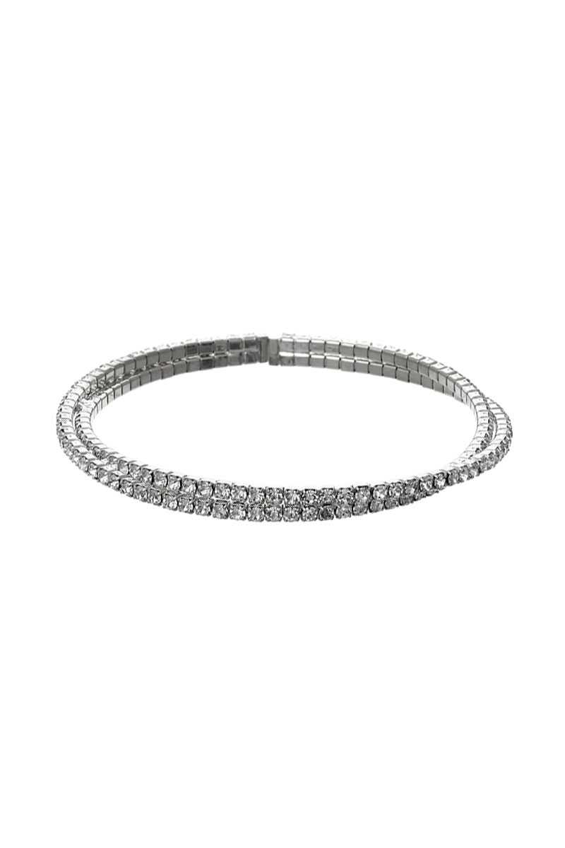 Paved Lined Rhinestone Cuff Bracelet - LOLA LUXE