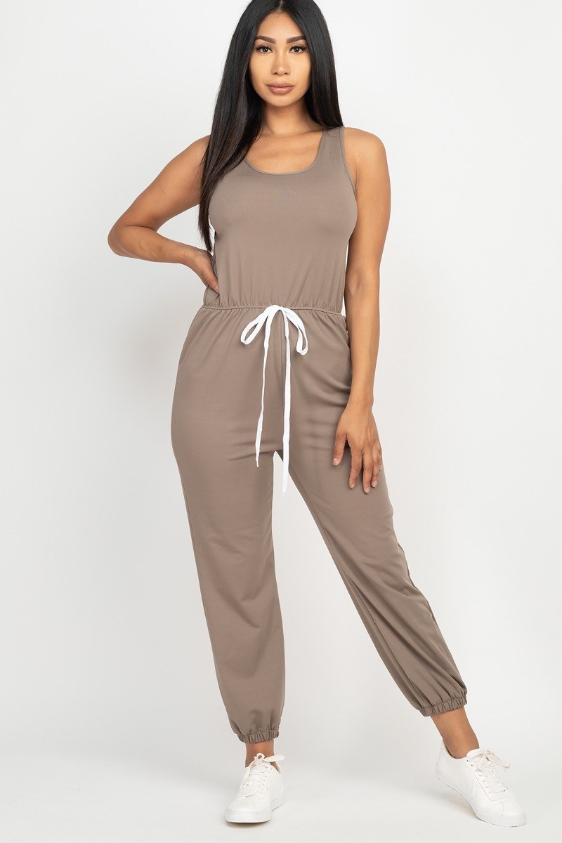 Elasticized Waist Jogger Jumpsuit - LOLA LUXE