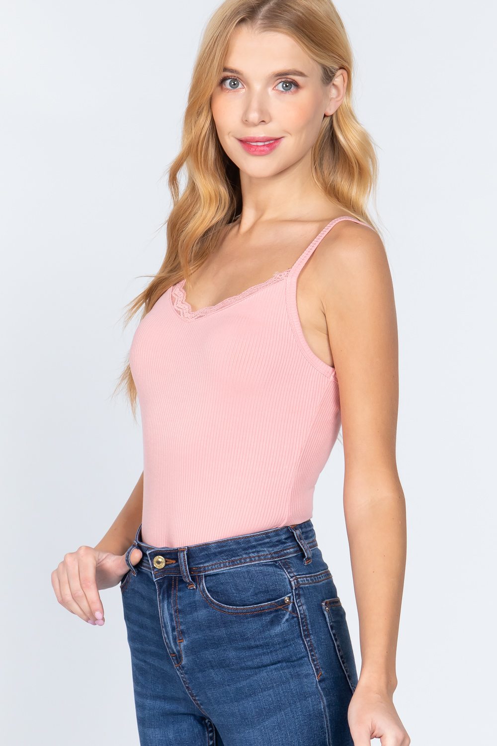 Heavy Rib Cami W/lace Bodysuit - LOLA LUXE