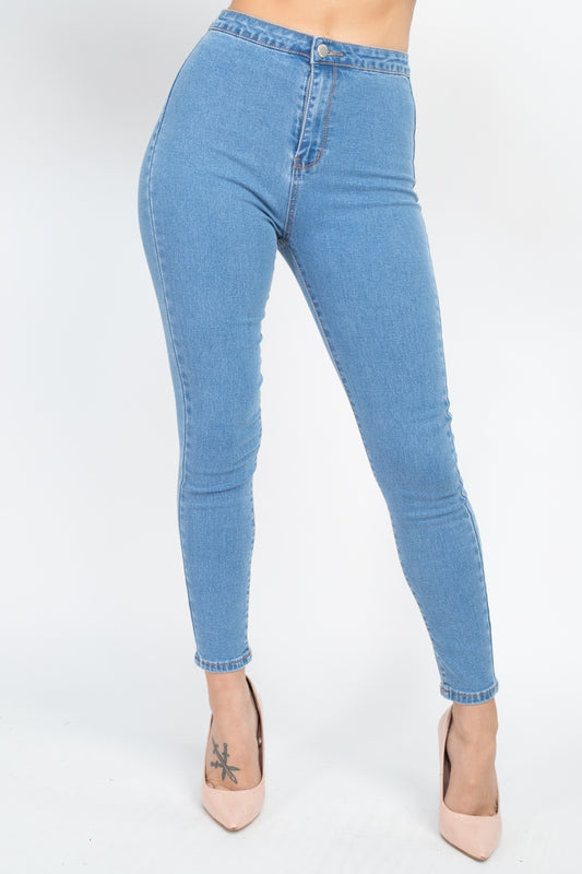 High Waist Zippered Denim - LOLA LUXE