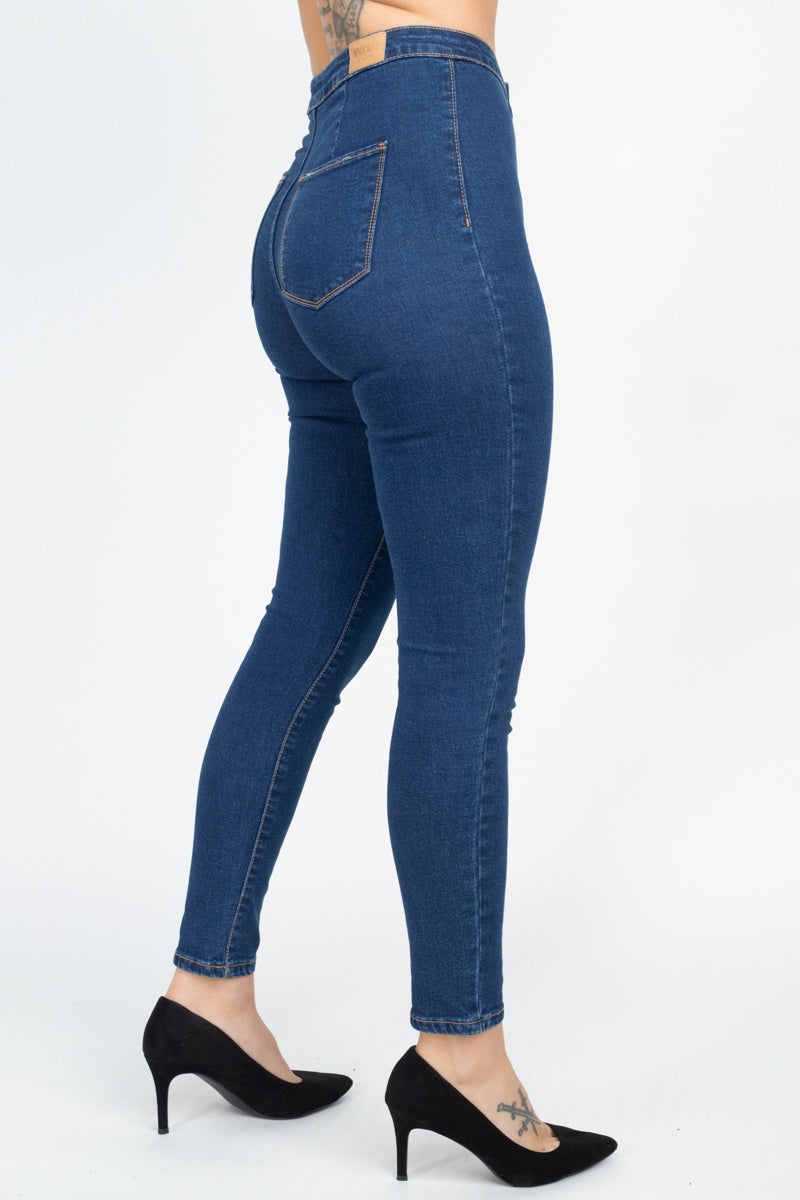 High Waist Zippered Denim - LOLA LUXE