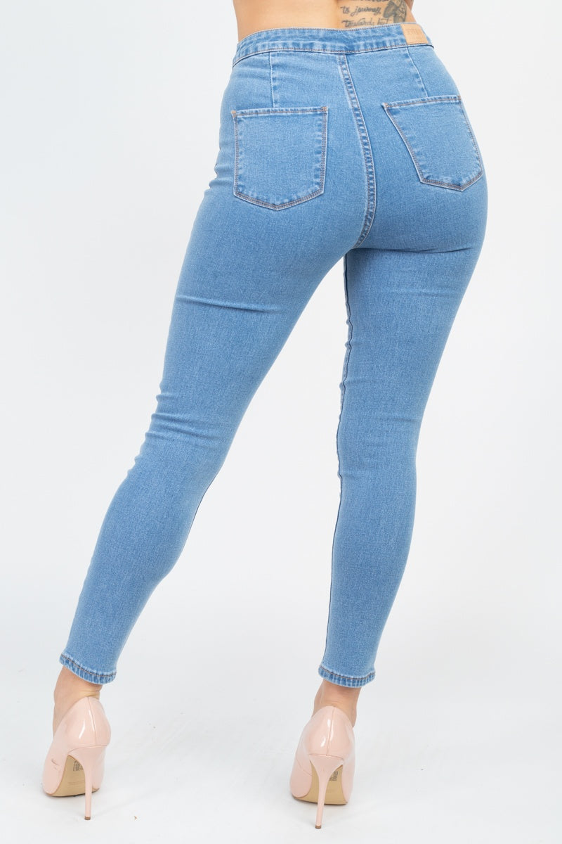 High Waist Zippered Denim - LOLA LUXE