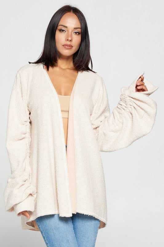 Cute Fuzzy Open Front Cardigan - LOLA LUXE