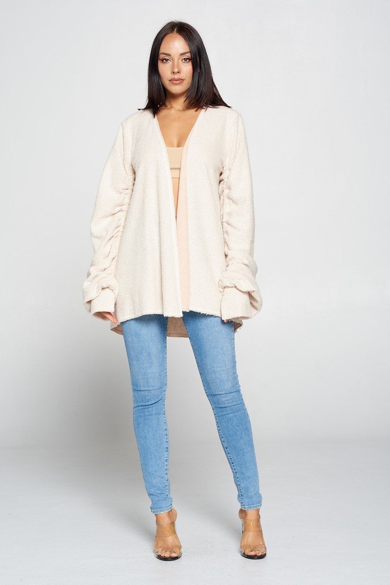 Cute Fuzzy Open Front Cardigan - LOLA LUXE