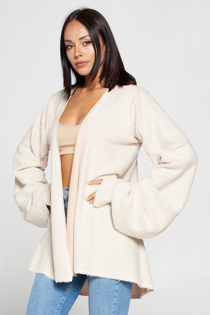 Cute Fuzzy Open Front Cardigan - LOLA LUXE