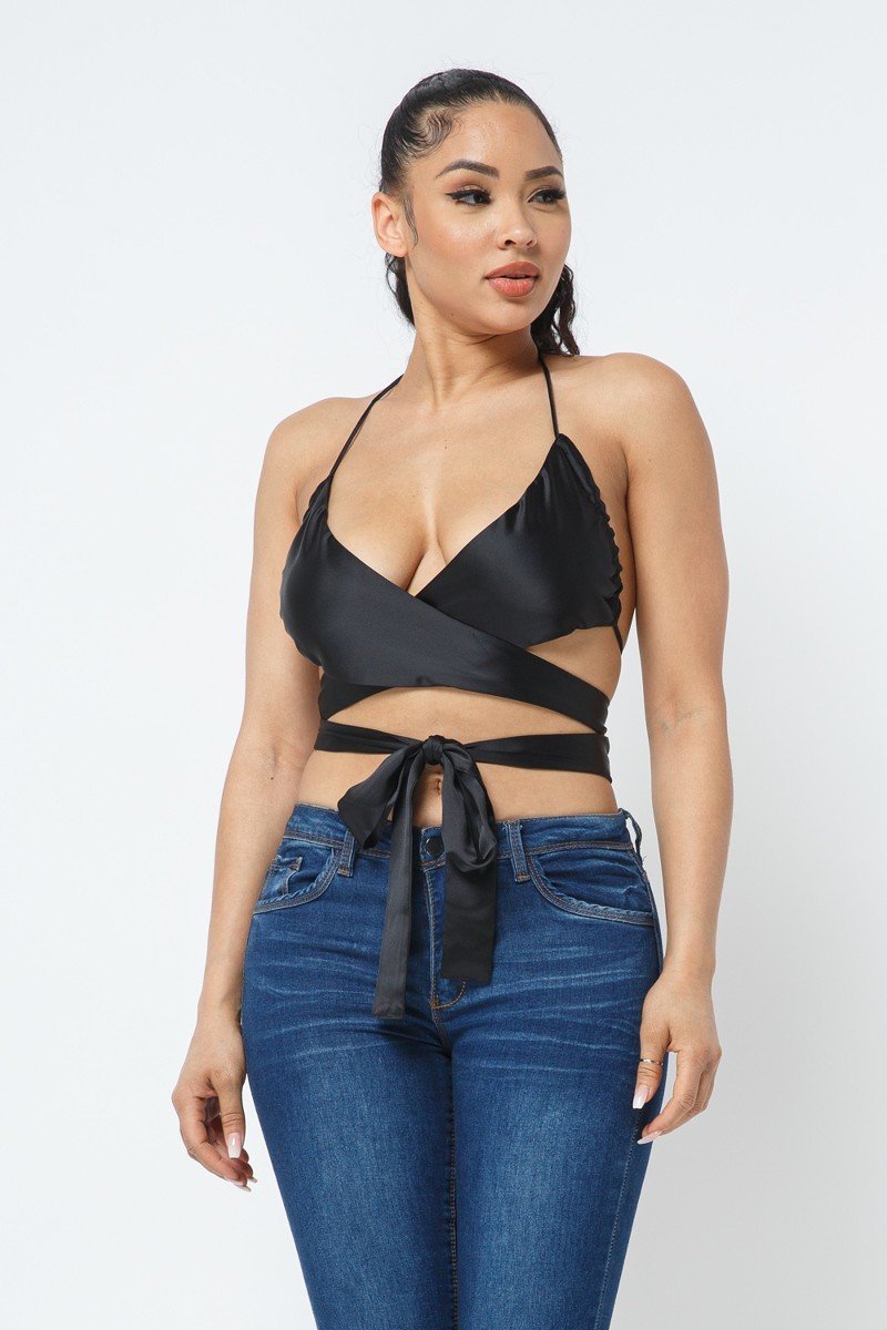 Satin Wrap Around Top - LOLA LUXE