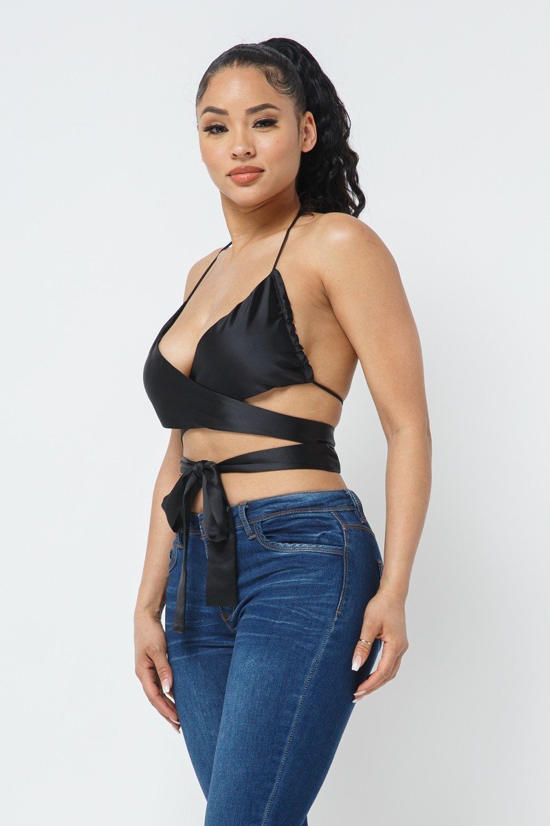 Satin Wrap Around Top - LOLA LUXE