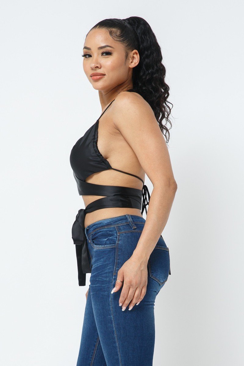 Satin Wrap Around Top - LOLA LUXE