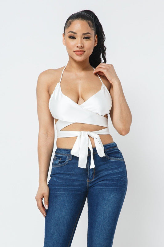 Satin Wrap Around Top - LOLA LUXE