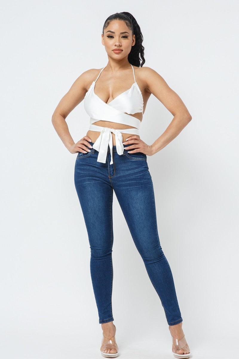 Satin Wrap Around Top - LOLA LUXE