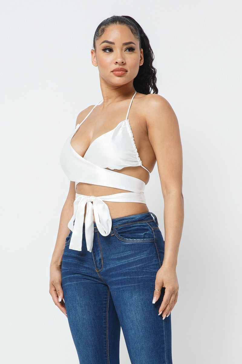 Satin Wrap Around Top - LOLA LUXE