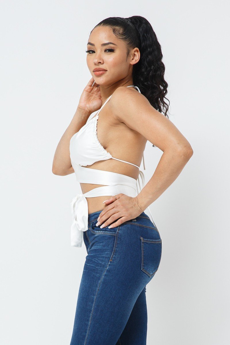 Satin Wrap Around Top - LOLA LUXE